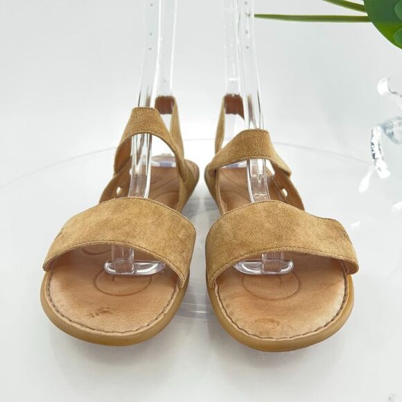 Born Womens Sandal Size 8 Brown Suede Leather Flat Slingback Open Toe Shoe - Picture 3 of 13